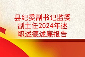 县纪委副书记监委副主任2024年述职述德述廉报告